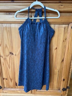 Eddie Bauer Royal Blue Abstract Print Halter Dress Sleeveless Mini